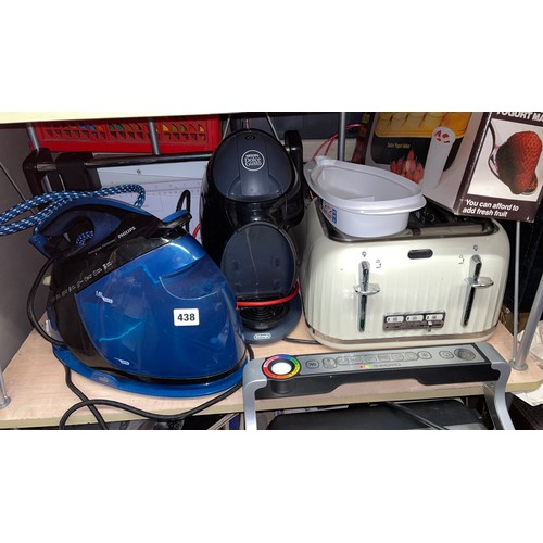 438 - TEFAL OPTIGRILL, TWIN SLOT TOASTER AND PHILLIPS IRON