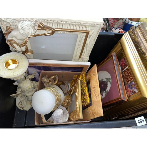 469 - CARTON - GILT CHERUBIN PHOTO FRAMES, FIGURE GROUPS AND CANDLE HOLDERS