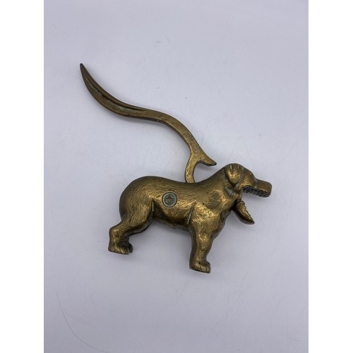 631 - BRASS DOG NUTCRACKER