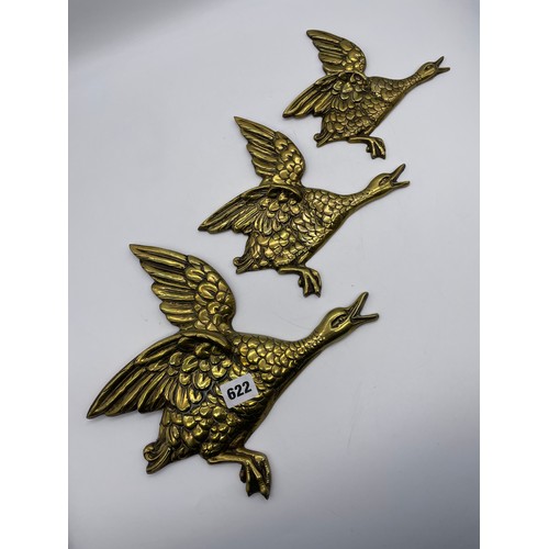 622 - BRASS FLYING GEESE TRIO PLAQUES