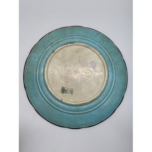 705 - FRENCH LONGWY PLATE DECORATED WITH PANEL OF BIRDS