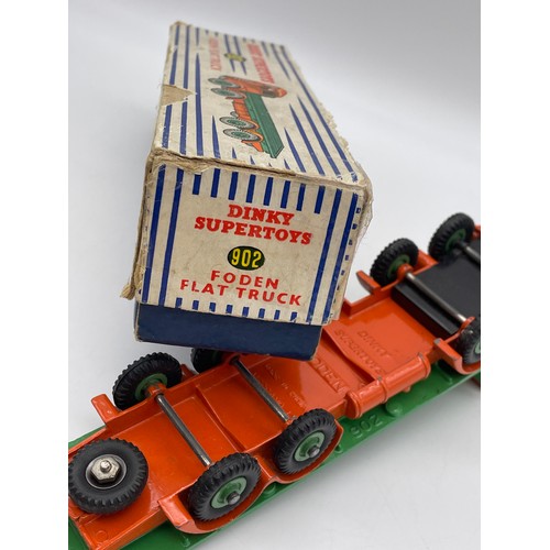 694 - BOXED DINKY SUPER TOY 902 FODEN FLAT TRUCK ORANGE AND GREEN COLOURWAY