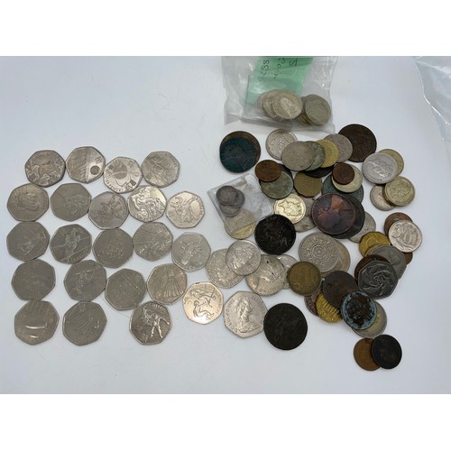 719 - 2012 OLYMPIC 50 PENCE PIECES INCOMPLETE COLLECTION, 1988 ONE POUND COINS QUEEN ELIZABETH II, AND BAG... 