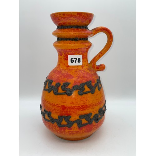 678 - WEST GERMAN TANGERINE GLAZED EWER VASE 240