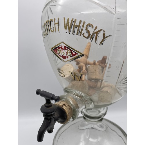 674 - PUBLIC HOUSE GLASS WHISKY URN WITH SPIGOT TAP