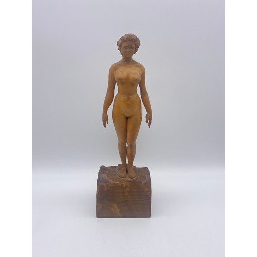 663 - SELECTION OF CARVED AND PAINTED SEMI EROTIC FEMALE FIGURE GROUPS AND PLASTIC MOULDS OF THE SAME CIRC... 