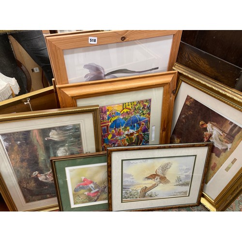 759 - QUANTITY OF PRINTS, AND A FLORAL FRAMED MIRROR