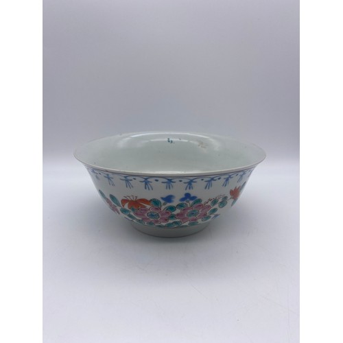 745 - SELECTION OF 20TH CENTURY CHINESE AND JAPANESE COLOURED CERAMICS, GLASS BOWL WITH WHITE METAL MOUNTS