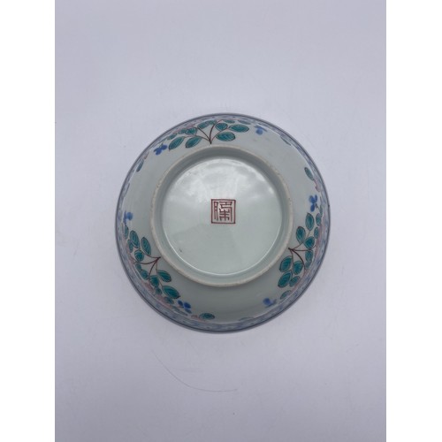 745 - SELECTION OF 20TH CENTURY CHINESE AND JAPANESE COLOURED CERAMICS, GLASS BOWL WITH WHITE METAL MOUNTS