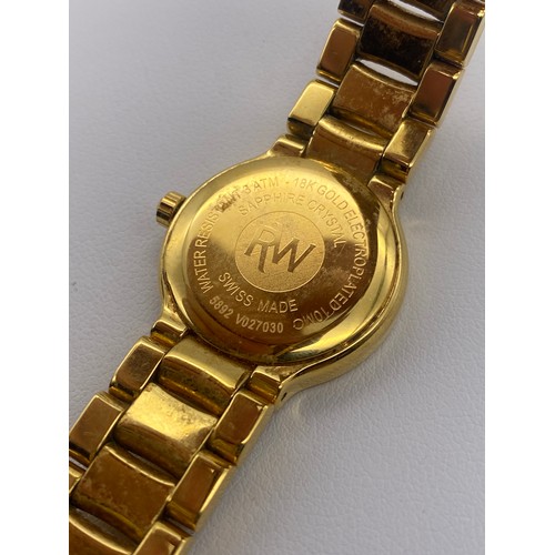 580 - LADIES RAYMOND WEIL 18K GOLD PLATED WITH SAPPHIRE CRYSTAL FACE AND MOTHER OF PEARL DIAL