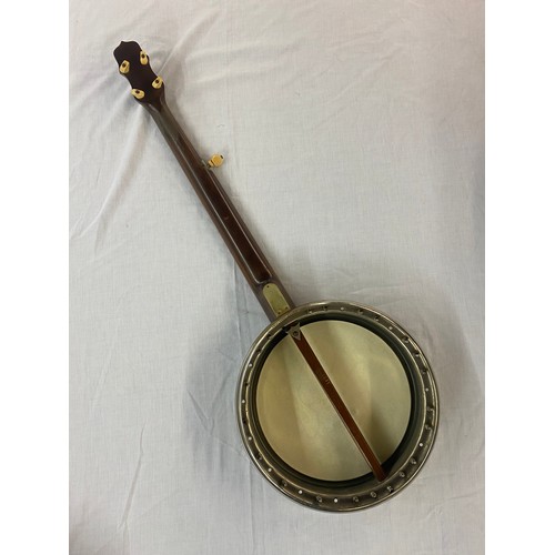 609 - LATE 19TH CENTURY BANJO BY W. TEMLETT OF LONDON 3650 RETAILED BY S. ROSE AND CO OF BOMBAY INDIA ROSE... 