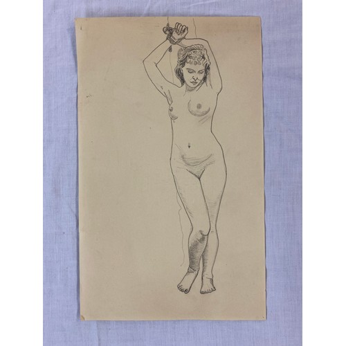 661 - FOLIO OF PRELIMINARY PENCIL SKETCHES AND WATERCOLOUR DRAWINGS OF FEMALE PINUPS BY G.W.DICKER CIRCA 1... 