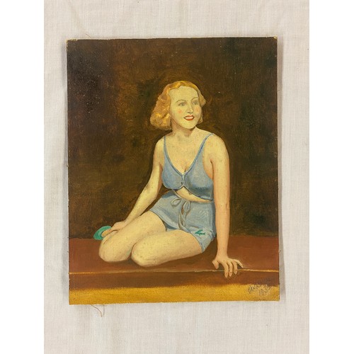 662 - WATERCOLOUR OF SCANTILLY CLAD FEMALES BY GEORGE W DICKER SIGNED AND DATED 1936 F/G AND THREE OTHER O... 