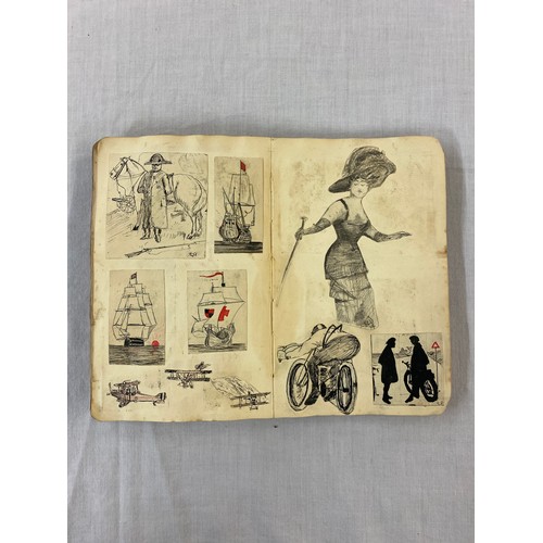 657 - SMALL INTERESTING SCRAP BOOK OF NEWSPAPER CUTTINGS, ANECDOTES AND SKETCHES INCLUDING WWI RELATED WAT... 