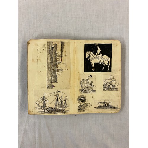 657 - SMALL INTERESTING SCRAP BOOK OF NEWSPAPER CUTTINGS, ANECDOTES AND SKETCHES INCLUDING WWI RELATED WAT... 