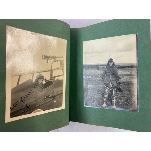 658 - ALBUM OF WWI PERIOD PHOTOGRAPHS OF BI PLANES, ZEPPELIN AND MOTORCYCLES, AND BROOKLANDS HIGH SPEED RE... 