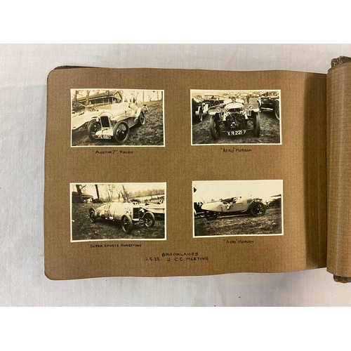 658 - ALBUM OF WWI PERIOD PHOTOGRAPHS OF BI PLANES, ZEPPELIN AND MOTORCYCLES, AND BROOKLANDS HIGH SPEED RE... 