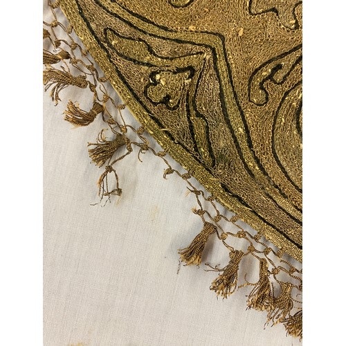 648 - MIDDLE EASTERN SILK EMBROIDERED TASSELLED CIRCULAR TABLE THROW