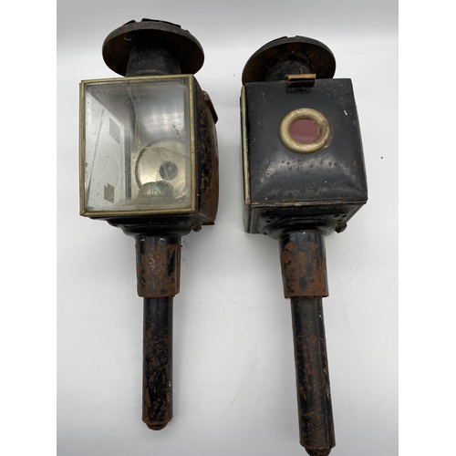 653 - PAIR OF VINTAGE CARRIAGE LANTERNS (AS FOUND)