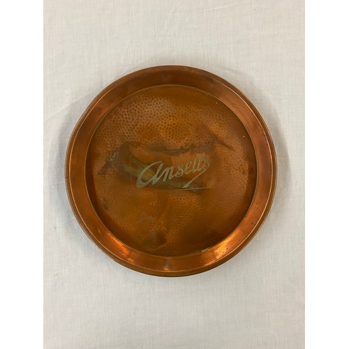 427 - VINTAGE COPPER ANSELS BEER ADVERTISING TRAY