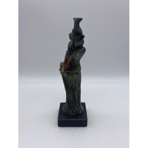 690 - PAINTED PATINATED SPELTER FIGURE OF BOUDICA 21CM HEIGHT APPROX