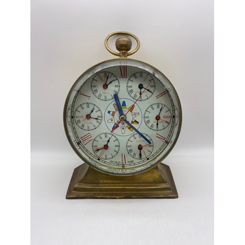 445 - BRASS WORLD TIME BALL MANTLE CLOCK