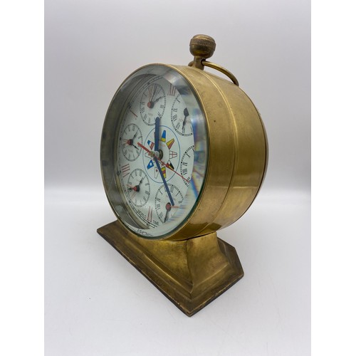 445 - BRASS WORLD TIME BALL MANTLE CLOCK