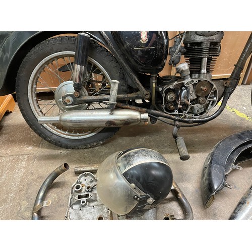 78 - VINTAGE BSA C15 STAR 250cc MOTORCYCLE REGISTRATION YOE 280 WITH PARTS INCLUDING HELMET, COVERS, SPAR... 