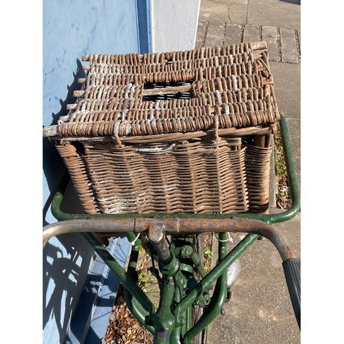 84 - VINTAGE GREEN GROCERS BICYCLE WITH FRONT BASKET FOR A PANNIER