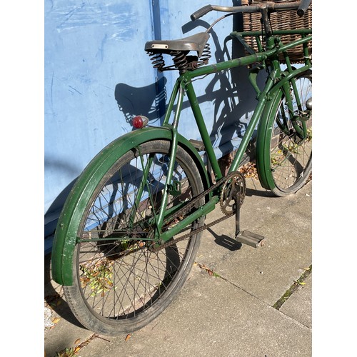 84 - VINTAGE GREEN GROCERS BICYCLE WITH FRONT BASKET FOR A PANNIER