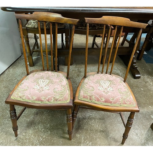 10 - PAIR OF BEECH SPINDLE BACK BEDROOM CHAIRS