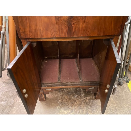 12 - 1930S WALNUT CABINET WITH DROP DOWN FLAP