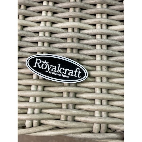 18 - GREY RATTAN WEAVE PATIO TABLE 71cm d, 75cm h