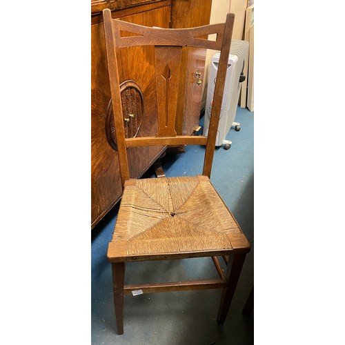 28 - ARTS AND CRAFTS OAK RUSH SEATED BEDROOM CHAIR