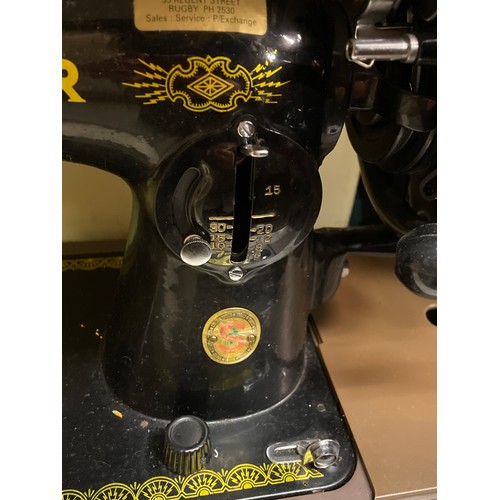 161 - CASED SINGER MANUAL SEWING MACHINE