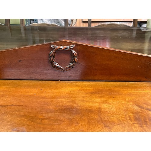 112 - VICTORIAN MAHOGANY SIDE TABLE WITH ARCHED GALLERY BACK AND TURNED FINIAL FRIEZE