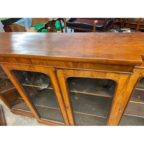 116 - VICTORIAN WALNUT BREAK FRONT GLAZED PIER CABINET