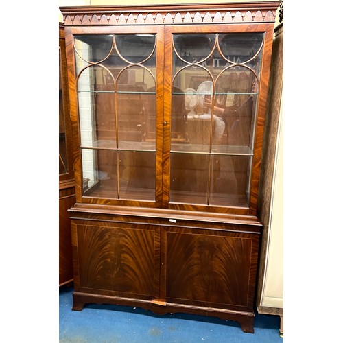 144 - GOOD QUALITY MAHOGANY ASTRAGAL GLAZED REGENCY STYLE DISPLAY CABINET WITH CAVETTO MOULDED CORNICE