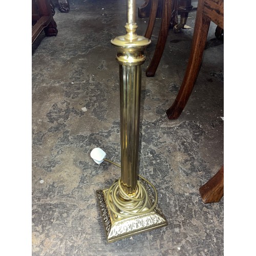 145 - BRASS FLUTED COLUMN TABLE LAMP AND A BRASS HEXAGONAL COLUMN TABLE LAMP