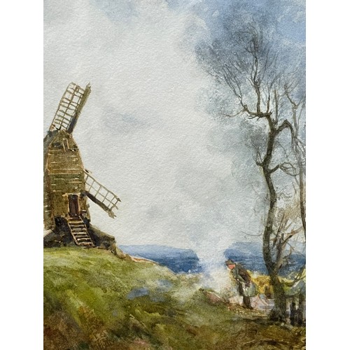 184 - WILLIAM TATTON WINTER RBA 1855-1928 WATER COLOUR ENTITLED A BONFIRE BY THE OLD MILL SIGNED 20CM X 25... 