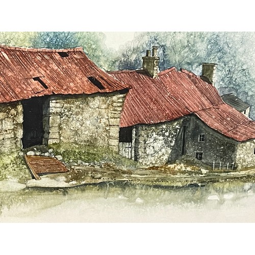 193 - RAYMOND OSBORNE WATERCOLOUR DERELICT OATHOUSES 44CM X 32CM APPROX