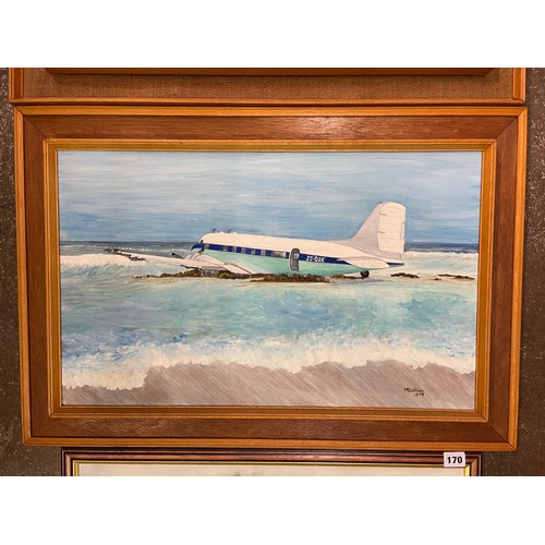 170 - MP DE VILLIERS OILS ON BOARD VIEW FROM BOEING 737 63CM X 47CM, SAFAIR LOCKHEED L100-30 SOUTH OF PORT... 