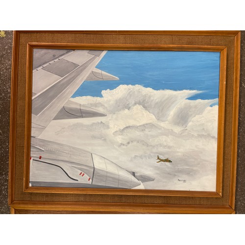 170 - MP DE VILLIERS OILS ON BOARD VIEW FROM BOEING 737 63CM X 47CM, SAFAIR LOCKHEED L100-30 SOUTH OF PORT... 