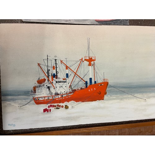 174 - DE VILLIERS SHIP WRECK JACARNDA AT QOLORA MOUTH TRANSKEI SOUTH AFRICA DATED 1978 62CM X 39CM APPROX,... 