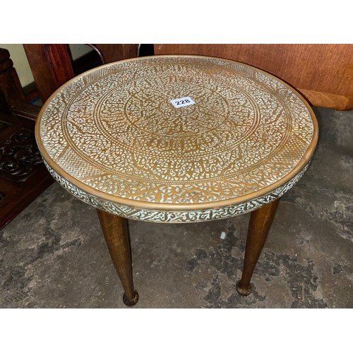 228 - SMALL BRASS ENGRAVED CIRCULAR EASTERN TABLE