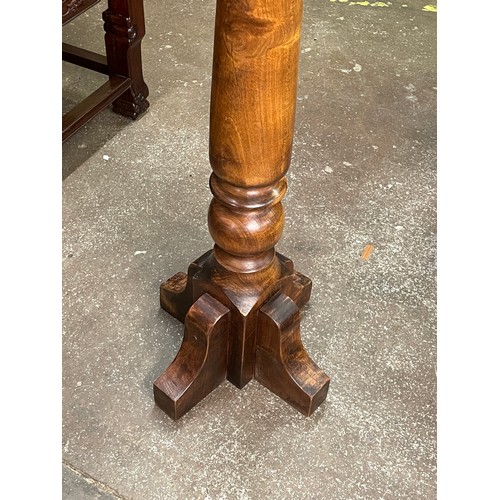 140 - STAINED PINE TURNED COLUMN TORCHERE