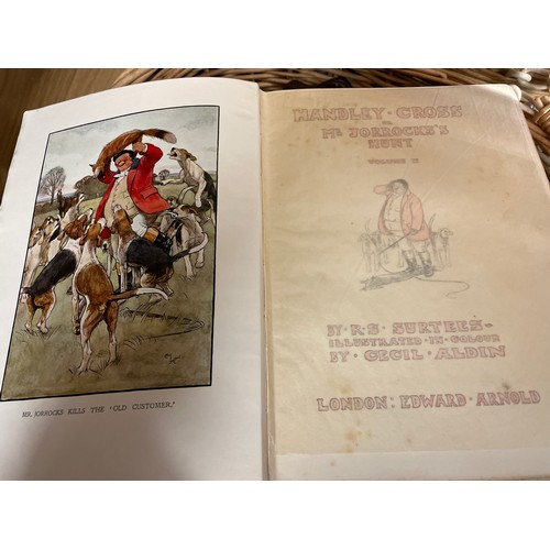 267 - HANDLEY CROSS OR MR JORROCKS HUNT BY RS SURTEES ILLUSTRATED IN COLOUR BY CECIL ALDIN VOLUMES ONE AND... 