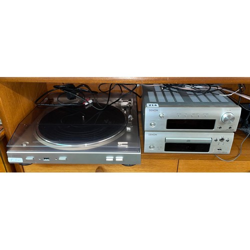 214 - DENON TURN TABLE COMPACT DISC AND STEREO RECEIVER