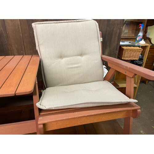 221 - TEAK HARD WOOD DOUBLE CHAIR GARDEN BENCH