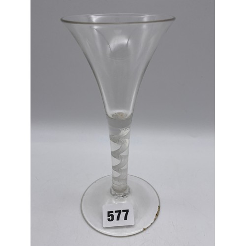 577 - CONICAL OPAQUE TWIST STEM ALE GLASS 18.5CM HEIGHT